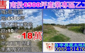 南投6500坪產業專區乙工