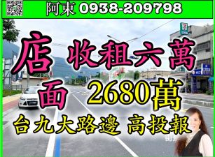 【月收六萬 台九大路邊店面】  【大地坪102坪/大建坪170】