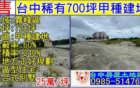 台中稀有700坪甲種建地