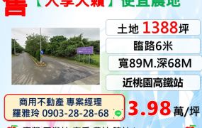 【大享天籟】便宜農地(近桃園高鐵站只需10分鐘)