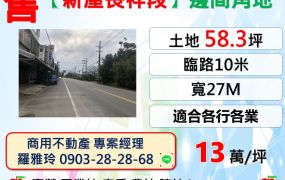 【新屋長祥段】三面臨路稀有邊間角地適合賣場便利商店