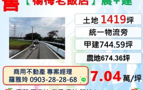 【楊梅老飯店】大坪數農+建地(統一物流旁)