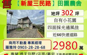【新屋三民路】環境優生活機能佳獨棟設計農舍