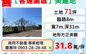 【大園客運園區】臨路8米升值地形方正美建地