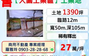 【大園工業區】大坪數地形方正大面寬丁種工業地
