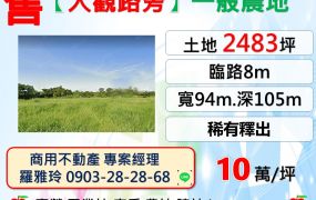 觀音【大觀路旁】臨8米路地形方正地勢平坦一般農地