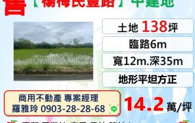 楊梅區【民豐路】138坪地形平坦方正交通便利甲建地