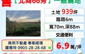 平鎮【北商66旁】交通便利方正939坪一般農地