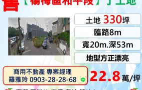 【楊梅區和平段】地型方正漂亮雙面臨路丁工角地