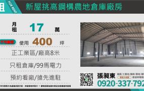 新屋挑高農地鋼構倉庫出租