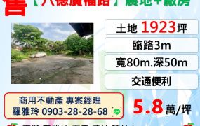 【八德廣福路】大面寬農地+鋼構廠房(近茄苳國小交通便利)