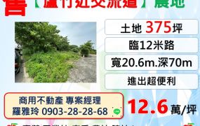 【蘆竹近交流道】正臨12米大路邊進出超便利一般農地