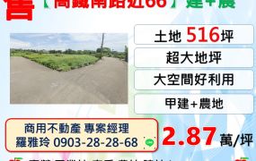 新屋【高鐵南路近66】超大地坪大空間甲建+農地