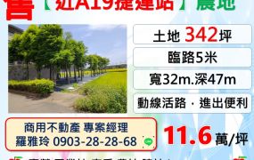 中壢【近青埔A19捷運站】臨路5米大面寬農地