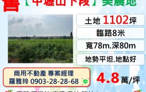 【中壢山下段】雙面路地勢平坦地點好環境優美農地