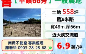 【平鎮66旁】近大溪交流道臨6米路大面寬一般農地