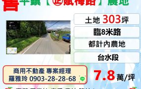 平鎮【㊣賦梅路旁】臨路8米都計內農地