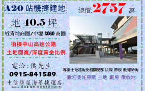 桃園中壢A20站[機捷興南特區]建地