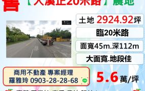 【大溪正20米路】大面寬地段佳一般農地(近交流道)