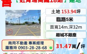 【近青埔高鐵18站】離城不離塵大面寬稀有建地