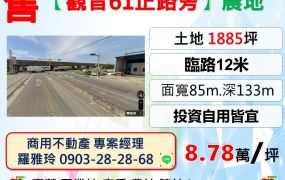 【觀音61正路旁】臨12米路大面寬交通便利一般農地