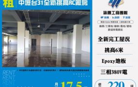 中壢台31全新挑高RC廠房出租