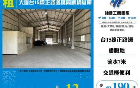 大園台15線正路邊挑高鋼構倉庫137