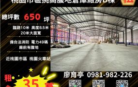 💖阿P精選💖桃園市區挑高腹地倉庫廠房B棟