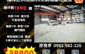 💖阿P精選💖楊梅近66挑高16米鋼構腹地廠房