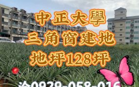 中正大學三角窗建地  地坪：128.98坪