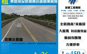 東區旁全新挑高店面倉庫廠房