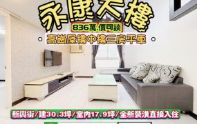 永康區新興街/高岡屋精美樓中樓3房平車/售836萬.價可談/林惠美0973386116