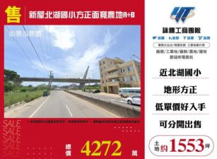 【大勝哥桃園買房】新屋北湖國小方正面寬農地A+B