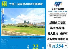 大園工業區旁挑高8米鋼構廠房146