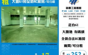 大園61旁全新RC廠房/可分租
