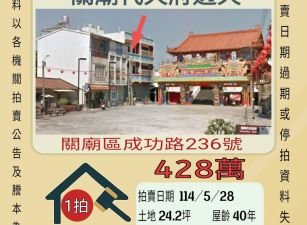 台南法拍屋-關廟代天府透天