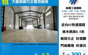 大園挑高方正腹地廠房155