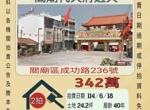 台南法拍屋-關廟代天府透天