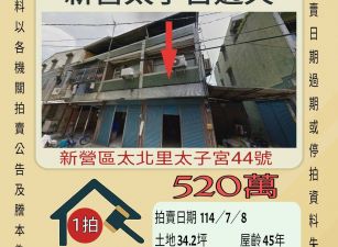 台南法拍屋-新營太子宮透天