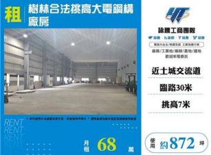 樹林合法挑高大電鋼構廠房