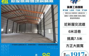 新屋66旁全新挑高碼頭鋼構廠房(可分租)