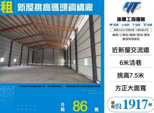 新屋66旁全新挑高碼頭鋼構廠房(可分租)