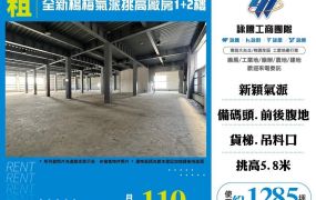 【租】全新楊梅氣派挑高廠房1+2樓 FT07253