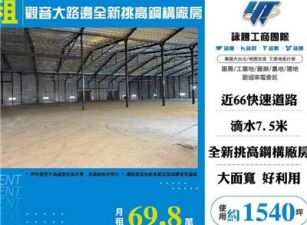 觀音大路邊全新挑高鋼構廠房