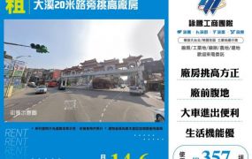 大溪20米路旁挑高廠房148