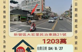 新營新東國中店面-8/27開標