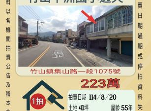 竹山中洲國小店面-8/20開標