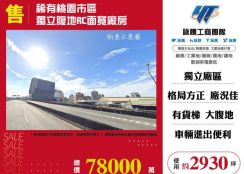 稀有桃園市區獨立腹地RC面寬廠房157