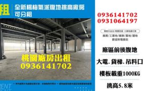 楊梅廠房出租-全新楊梅氣派腹地挑高廠房