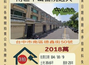 台中南區中山醫院透天-10/9開標
